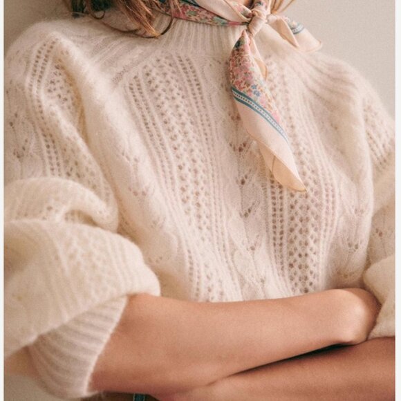NWT Sezane Scarlett Jumper Ecru Ivory Cream Sweater French Wool Mohair - Picture 6 of 9